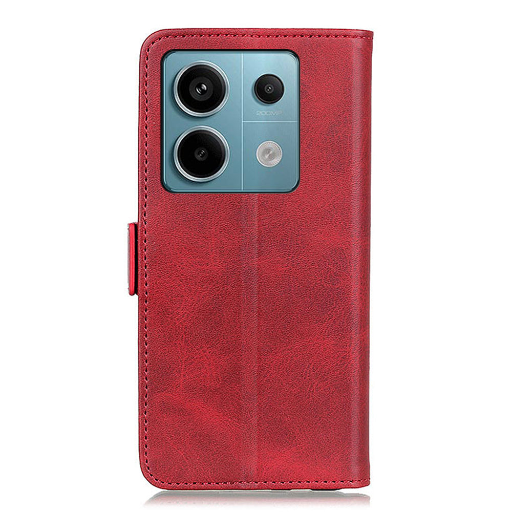 For Xiaomi Redmi Note 13 Pro 5G / Poco X6 5G Cell Phone Case Magnetic Clasp Leather Stand Cover - Red