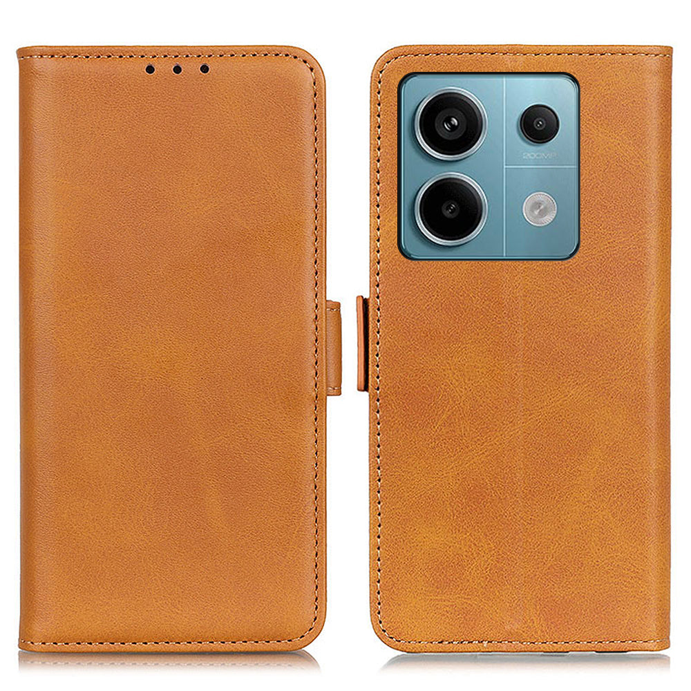 For Xiaomi Redmi Note 13 Pro 5G / Poco X6 5G Cell Phone Case Magnetic Clasp Leather Stand Cover - Yellow