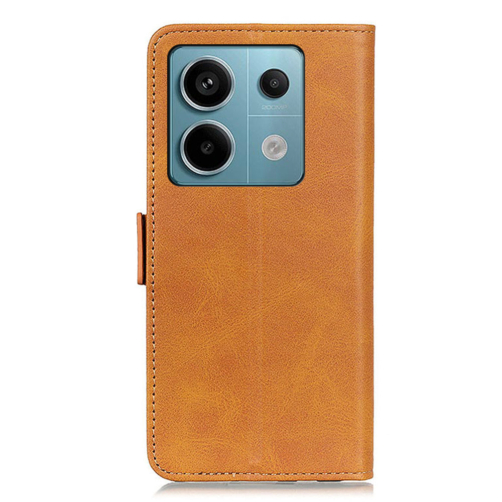 For Xiaomi Redmi Note 13 Pro 5G / Poco X6 5G Cell Phone Case Magnetic Clasp Leather Stand Cover - Yellow