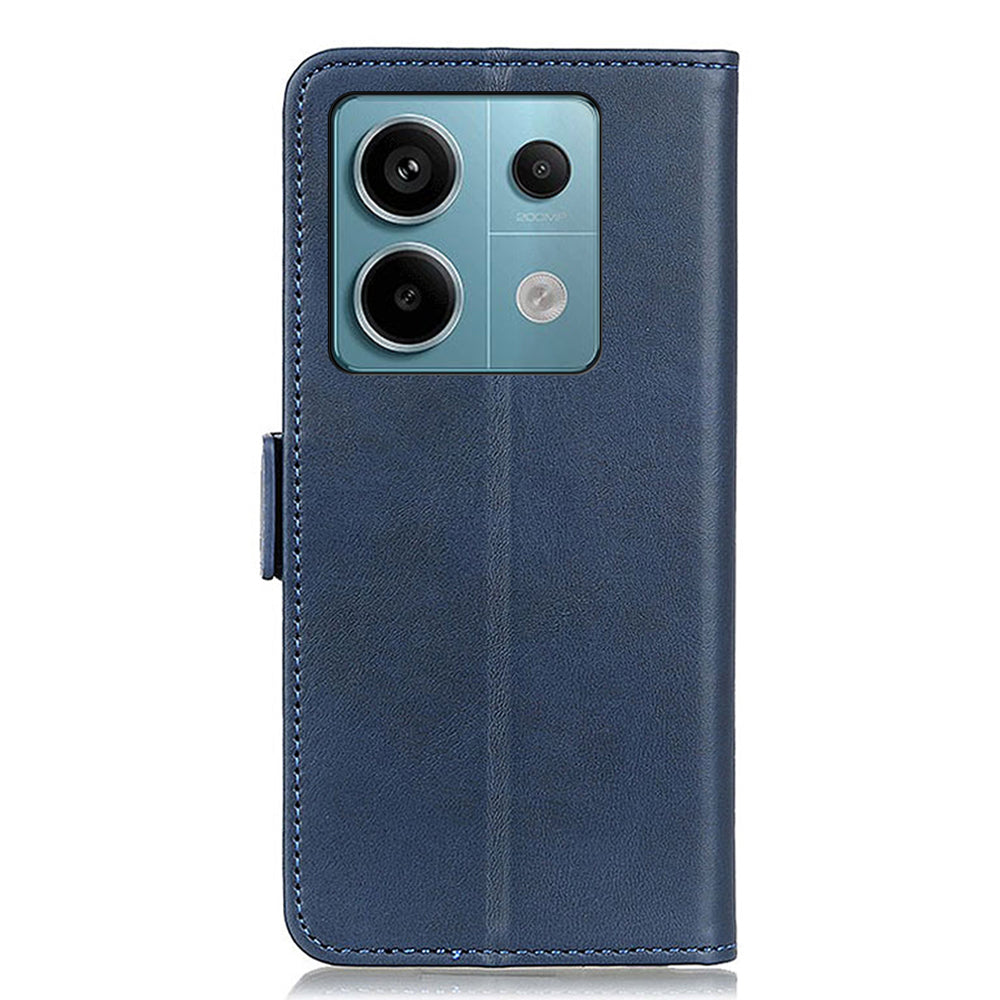 For Xiaomi Redmi Note 13 Pro 5G / Poco X6 5G Cell Phone Case Magnetic Clasp Leather Stand Cover - Blue