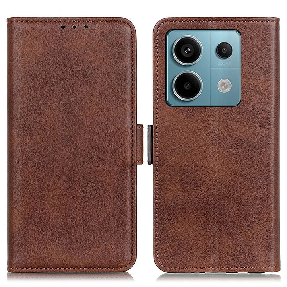 For Xiaomi Redmi Note 13 Pro 5G / Poco X6 5G Cell Phone Case Magnetic Clasp Leather Stand Cover - Brown