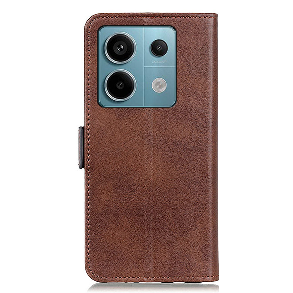 For Xiaomi Redmi Note 13 Pro 5G / Poco X6 5G Cell Phone Case Magnetic Clasp Leather Stand Cover - Brown
