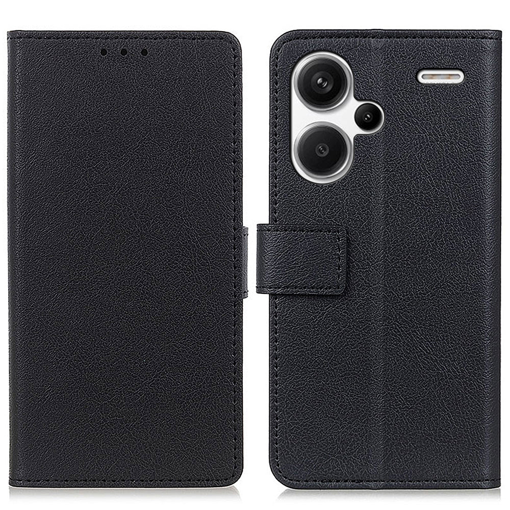 For Xiaomi Redmi Note 13 Pro+ 5G Cell Phone Cases Drop Resistant PU Leather Cover - Black