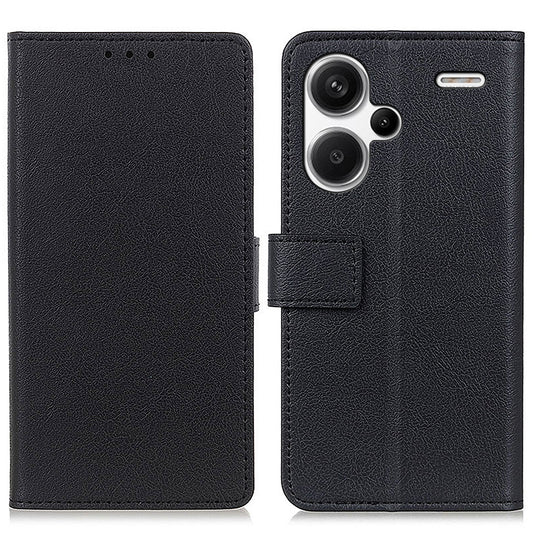 For Xiaomi Redmi Note 13 Pro+ 5G Cell Phone Cases Drop Resistant PU Leather Cover - Black