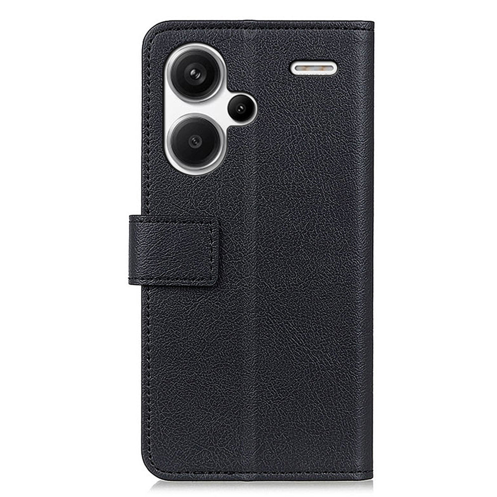 For Xiaomi Redmi Note 13 Pro+ 5G Cell Phone Cases Drop Resistant PU Leather Cover - Black