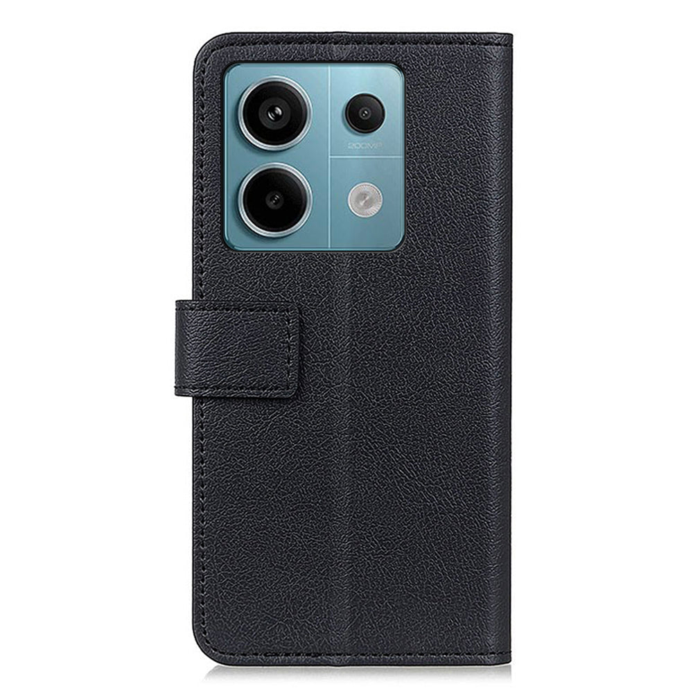 For Xiaomi Redmi Note 13 Pro 5G / Poco X6 5G Cell Phone Cases PU Leather Wallet Cover - Black