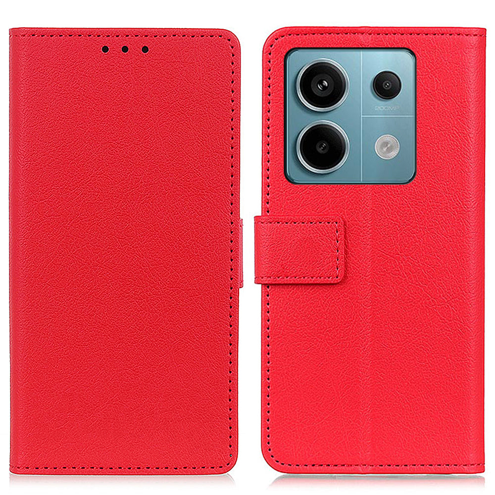 For Xiaomi Redmi Note 13 Pro 5G / Poco X6 5G Cell Phone Cases PU Leather Wallet Cover - Red