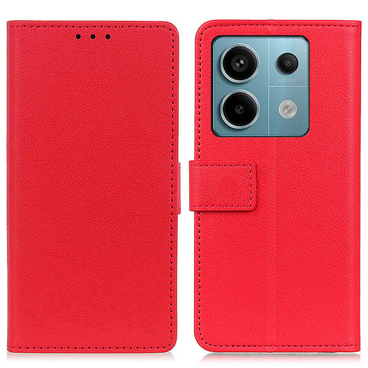 For Xiaomi Redmi Note 13 Pro 5G / Poco X6 5G Cell Phone Cases PU Leather Wallet Cover - Red