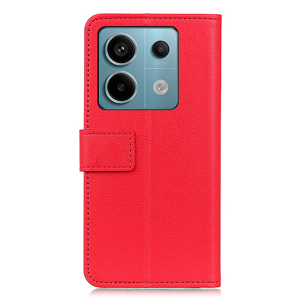 For Xiaomi Redmi Note 13 Pro 5G / Poco X6 5G Cell Phone Cases PU Leather Wallet Cover - Red