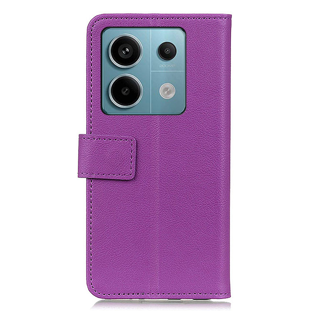 For Xiaomi Redmi Note 13 Pro 5G / Poco X6 5G Cell Phone Cases PU Leather Wallet Cover - Purple