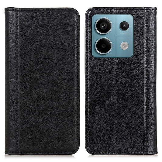 For Xiaomi Redmi Note 13 Pro 5G / Poco X6 5G Case Litchi Texture Split Leather Cell Phone Cover - Black