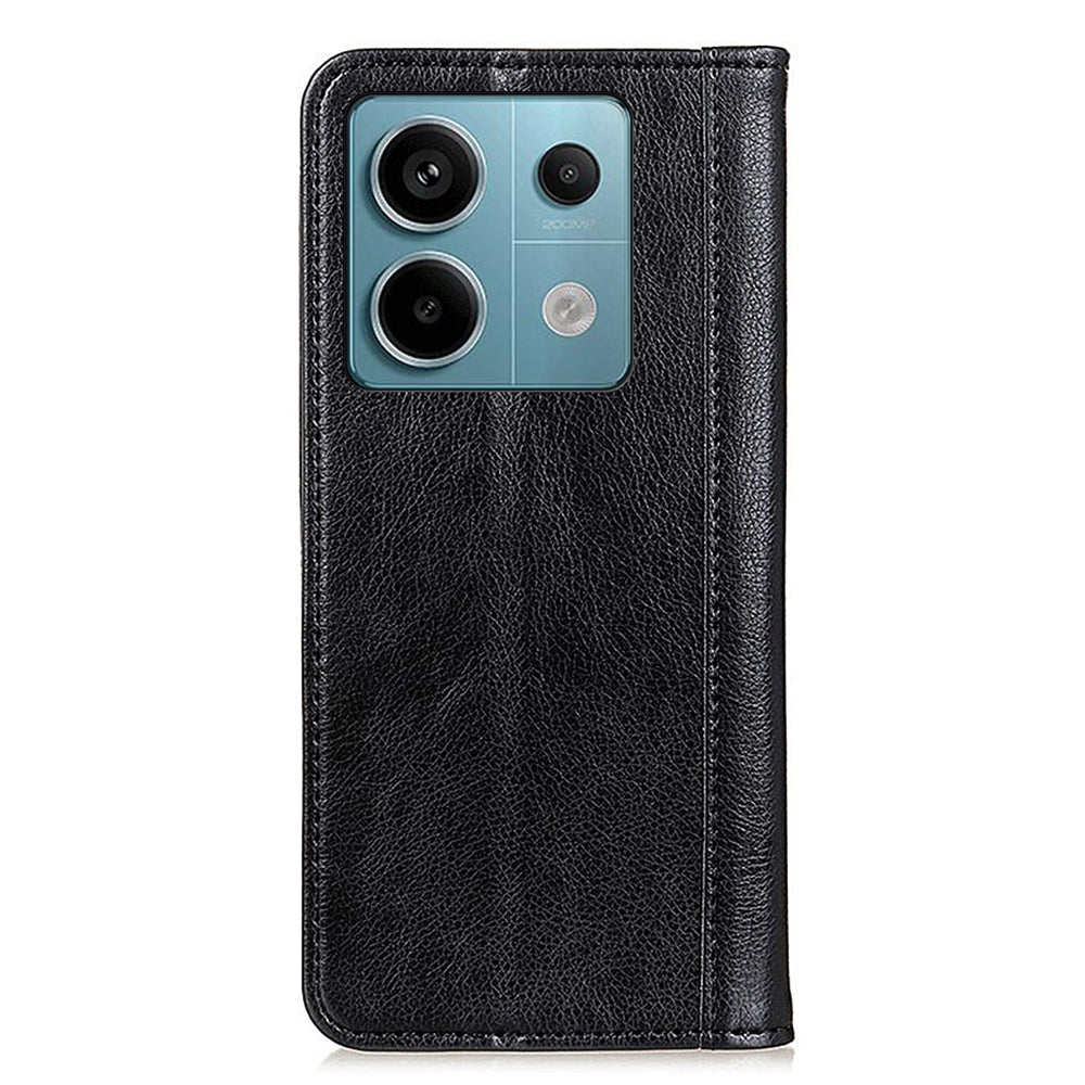 For Xiaomi Redmi Note 13 Pro 5G / Poco X6 5G Case Litchi Texture Split Leather Cell Phone Cover - Black