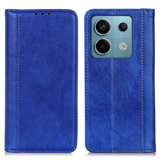 For Xiaomi Redmi Note 13 Pro 5G / Poco X6 5G Case Litchi Texture Split Leather Cell Phone Cover - Blue