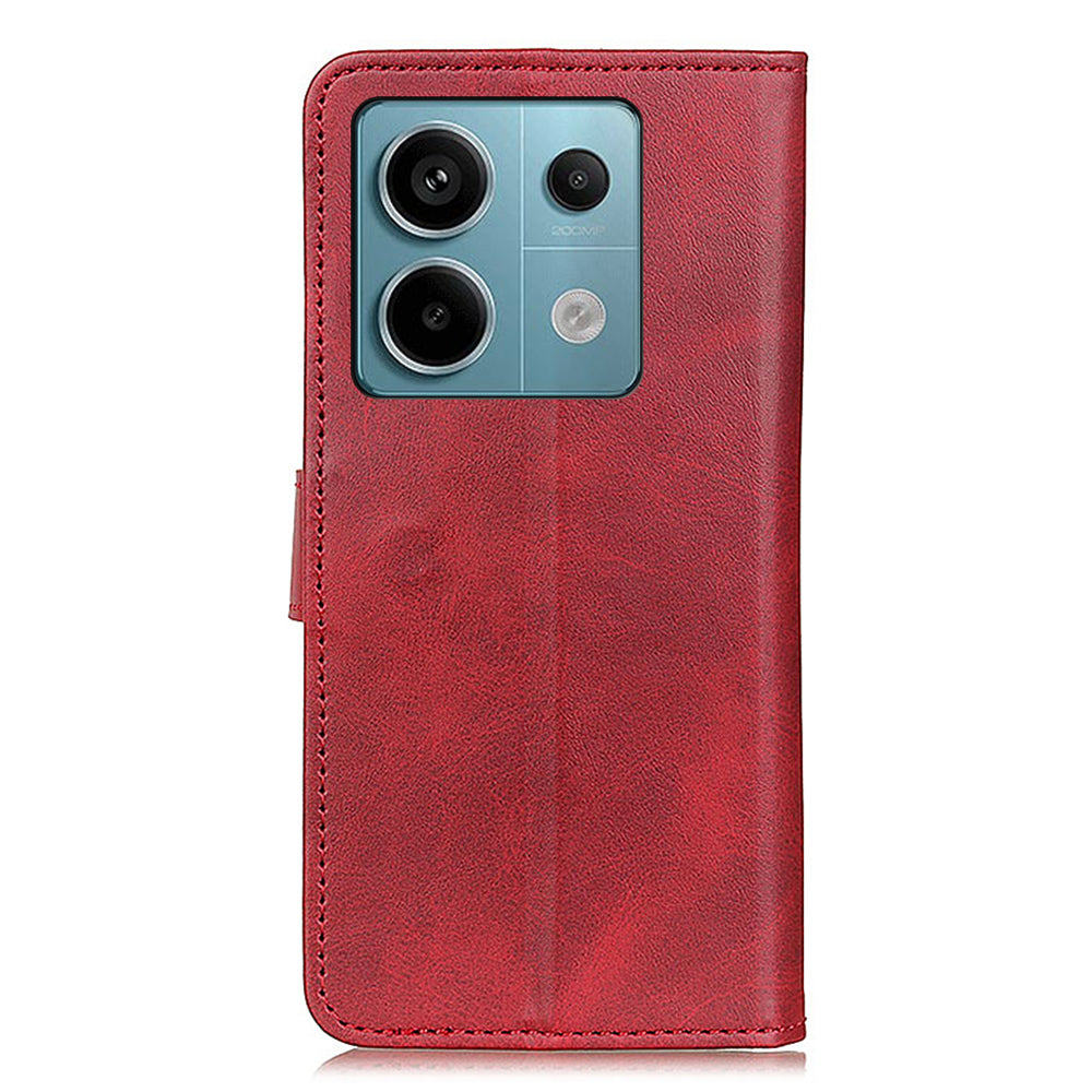 For Xiaomi Redmi Note 13 Pro 5G / Poco X6 5G Cell Phone Cases Cowhide Texture PU Leather Cover - Red