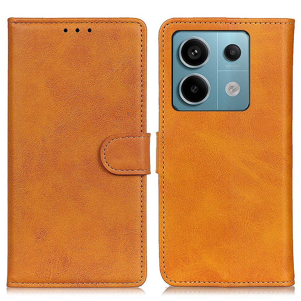 For Xiaomi Redmi Note 13 Pro 5G / Poco X6 5G Cell Phone Cases Cowhide Texture PU Leather Cover - Brown
