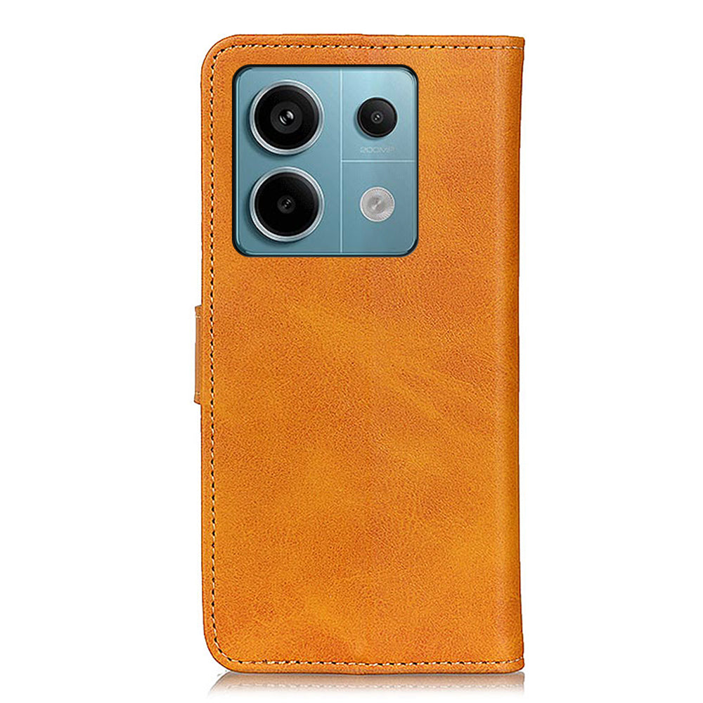 For Xiaomi Redmi Note 13 Pro 5G / Poco X6 5G Cell Phone Cases Cowhide Texture PU Leather Cover - Brown