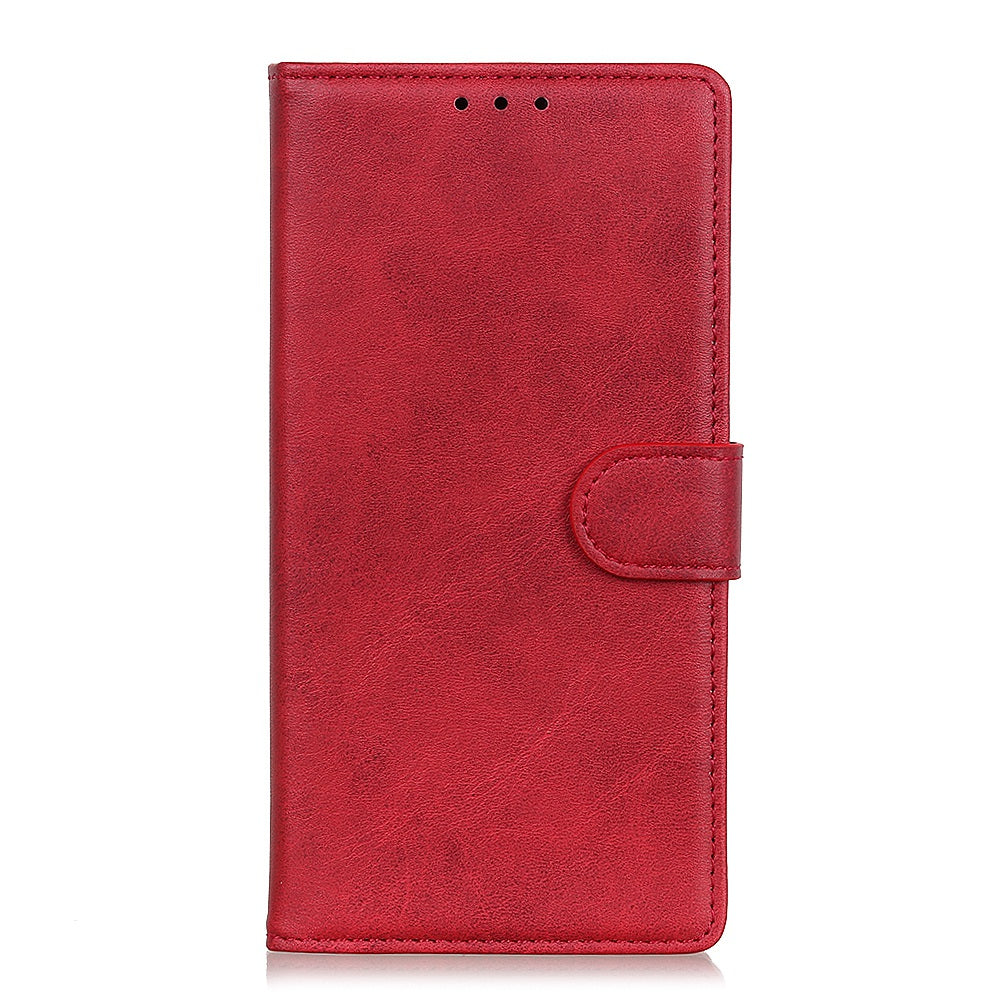 For Xiaomi Redmi Note 13 5G / 13 5G (China) Case Cowhide Texture PU Leather Stand Phone Cover - Red