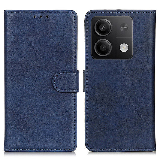 For Xiaomi Redmi Note 13 5G / 13 5G (China) Case Cowhide Texture PU Leather Stand Phone Cover - Blue