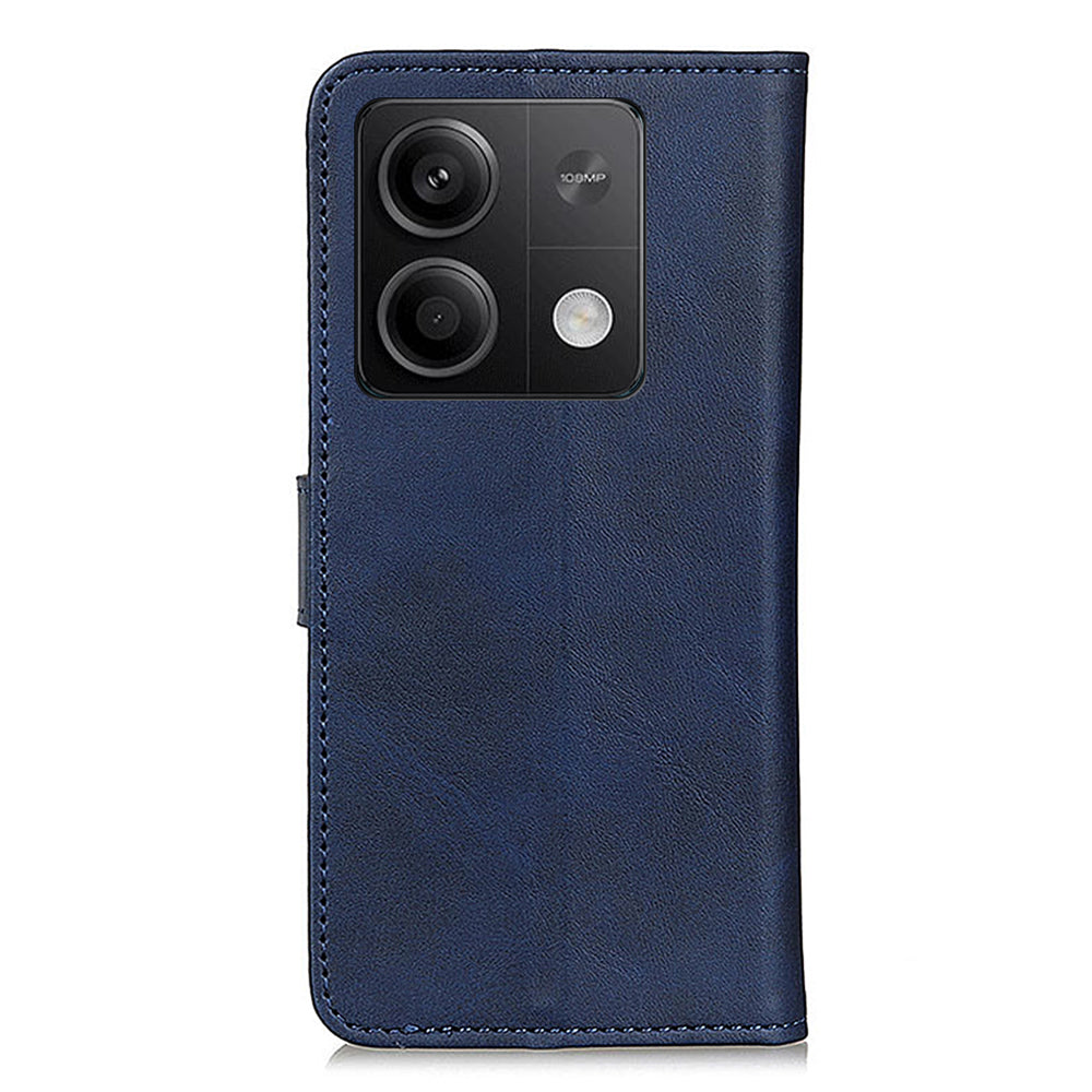 For Xiaomi Redmi Note 13 5G / 13 5G (China) Case Cowhide Texture PU Leather Stand Phone Cover - Blue