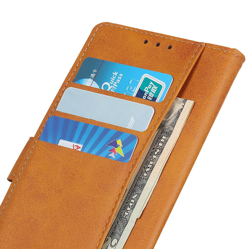 For Xiaomi Redmi Note 13 5G / 13 5G (China) Case Cowhide Texture PU Leather Stand Phone Cover - Brown