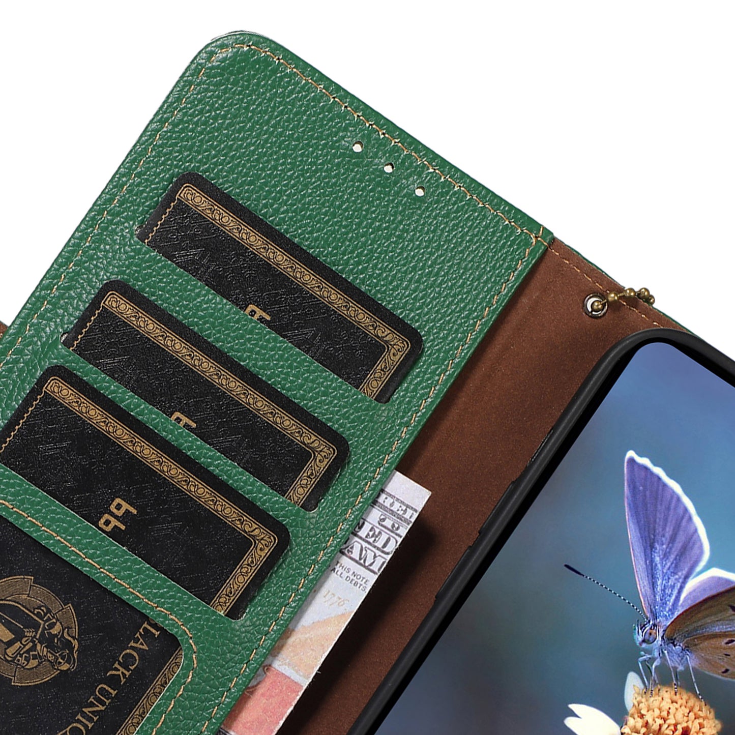 For Xiaomi Redmi Note 13 5G / 13 5G (China) Case Anti-fall RFID Blocking Genuine Cow Leather Smart Phone Cover - Green