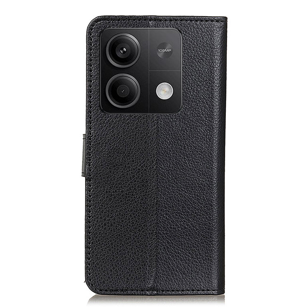For Xiaomi Redmi Note 13 5G / 13 5G (China) Case PU Leather Litchi Texture Flip Wallet Phone Protector - Black