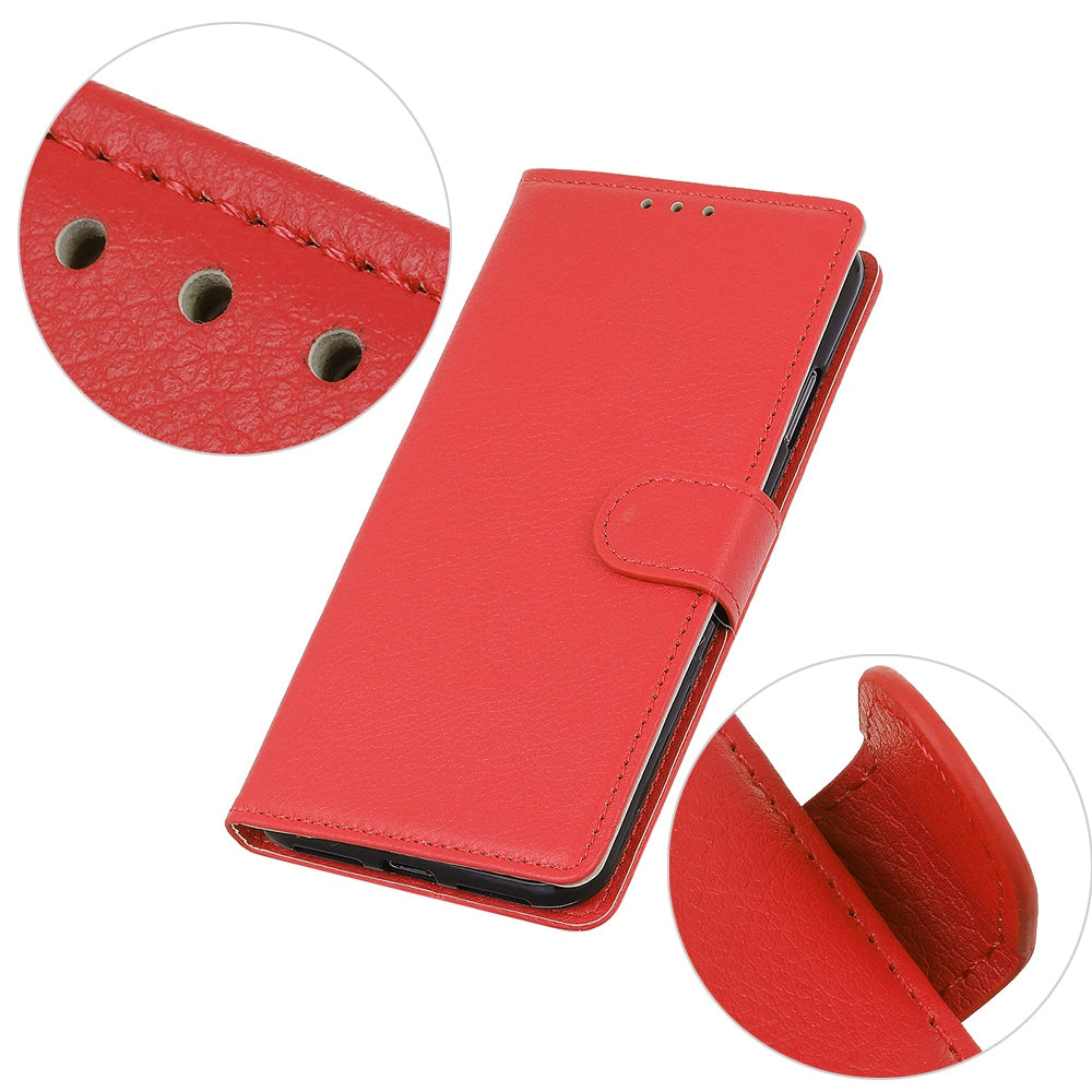 For Xiaomi Redmi Note 13 5G / 13 5G (China) Case PU Leather Litchi Texture Flip Wallet Phone Protector - Red