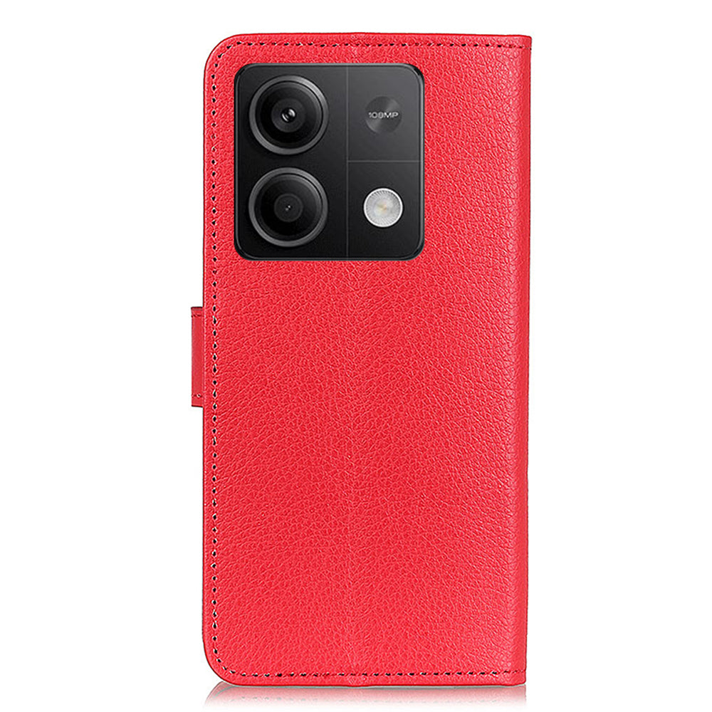 For Xiaomi Redmi Note 13 5G / 13 5G (China) Case PU Leather Litchi Texture Flip Wallet Phone Protector - Red
