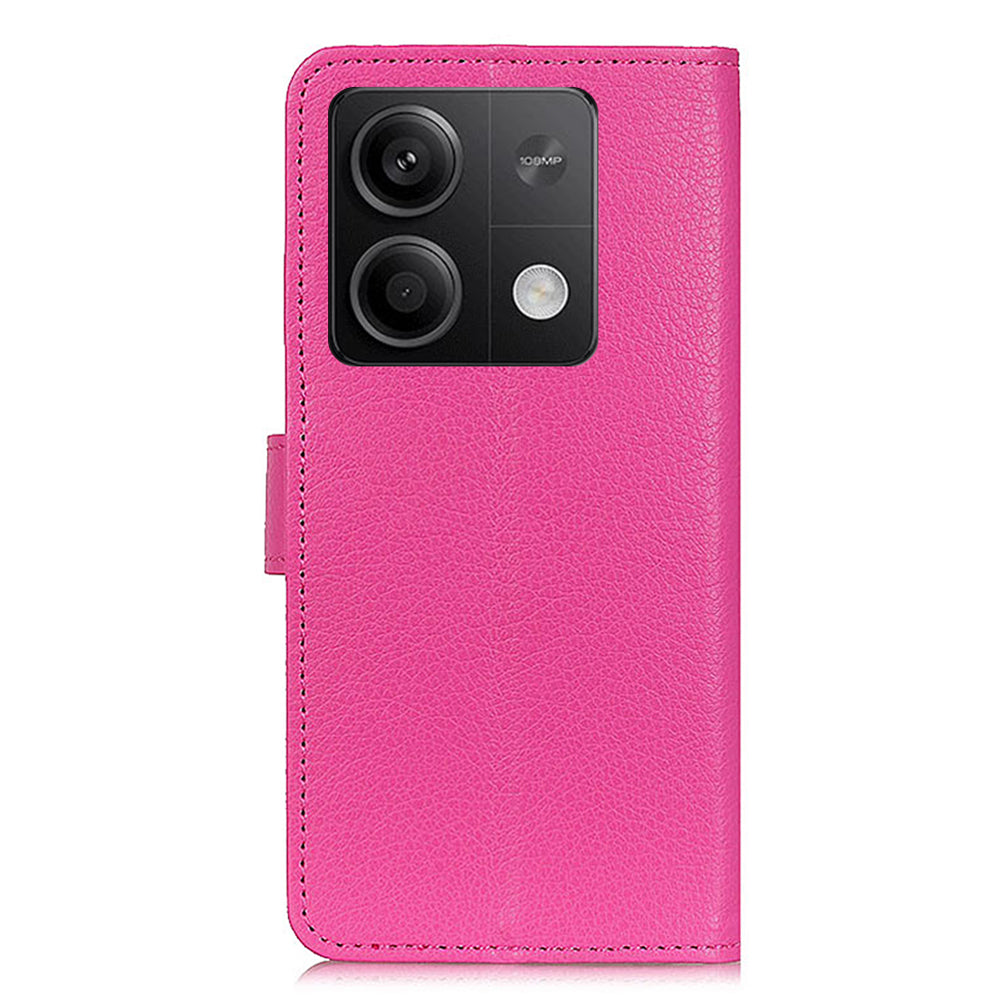 For Xiaomi Redmi Note 13 5G / 13 5G (China) Case PU Leather Litchi Texture Flip Wallet Phone Protector - Rose
