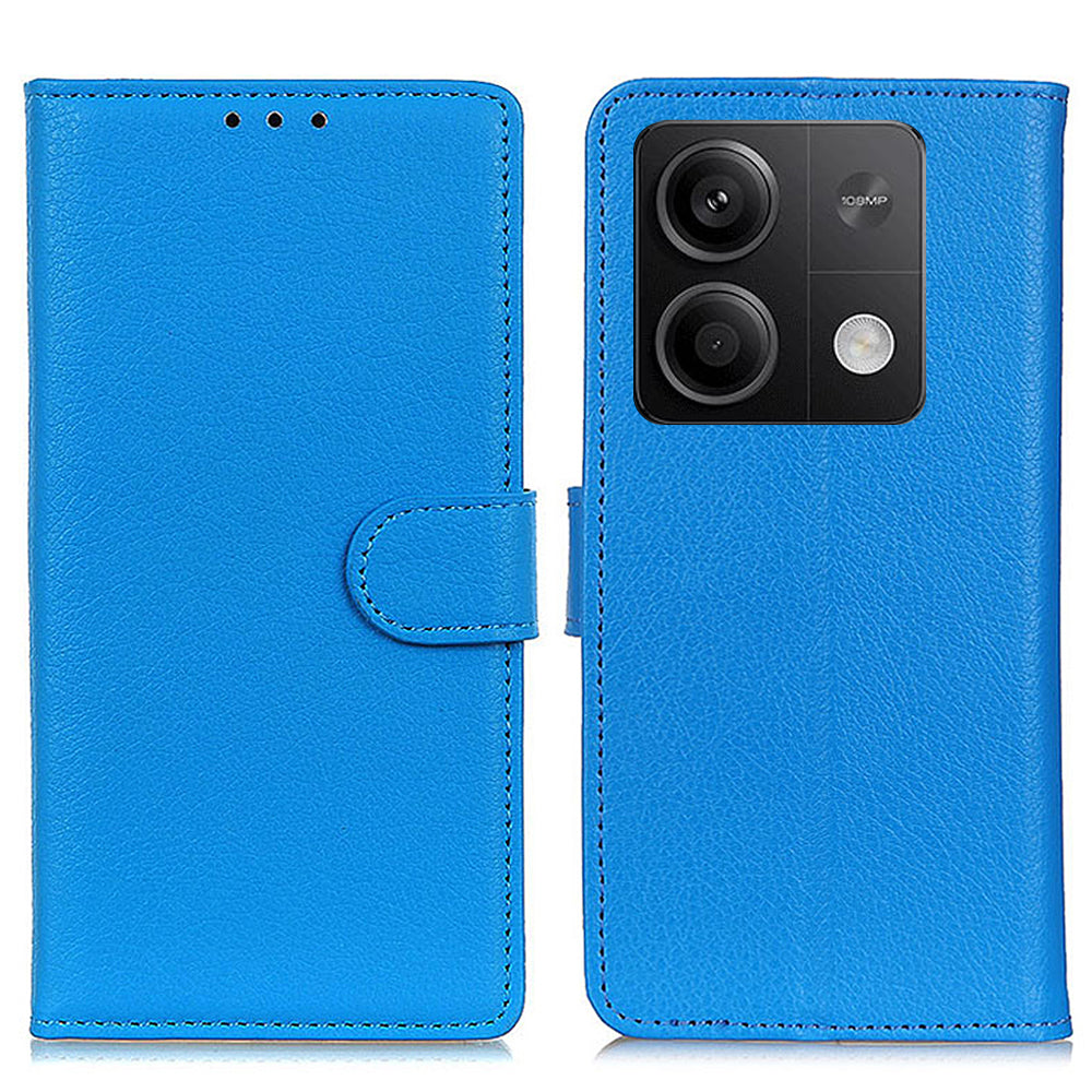 For Xiaomi Redmi Note 13 5G / 13 5G (China) Case PU Leather Litchi Texture Flip Wallet Phone Protector - Blue