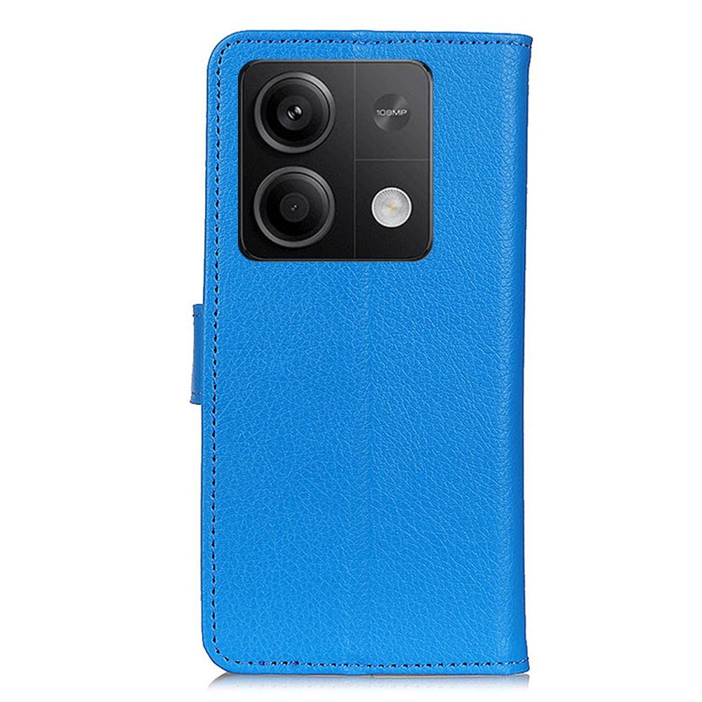 For Xiaomi Redmi Note 13 5G / 13 5G (China) Case PU Leather Litchi Texture Flip Wallet Phone Protector - Blue