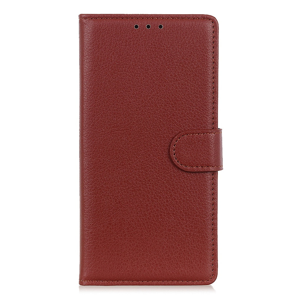 For Xiaomi Redmi Note 13 5G / 13 5G (China) Case PU Leather Litchi Texture Flip Wallet Phone Protector - Brown