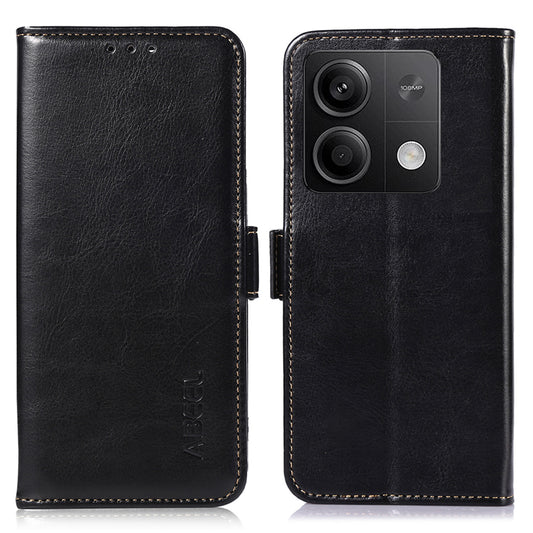 ABEEL For Xiaomi Redmi Note 13 5G / 13 5G (China) Cell Phone Cases Wallet Crazy Horse Texture Leather Shell - Black