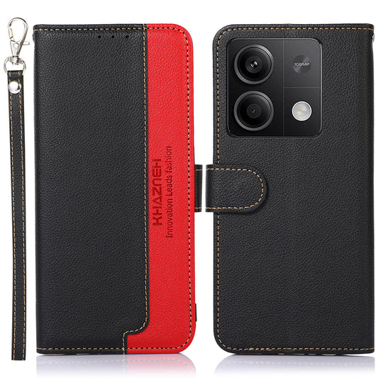 KHAZNEH For Xiaomi Redmi Note 13 5G / 13 5G (China) Cell Phone Case RFID Blocking Litchi Texture Protective Cover - Black