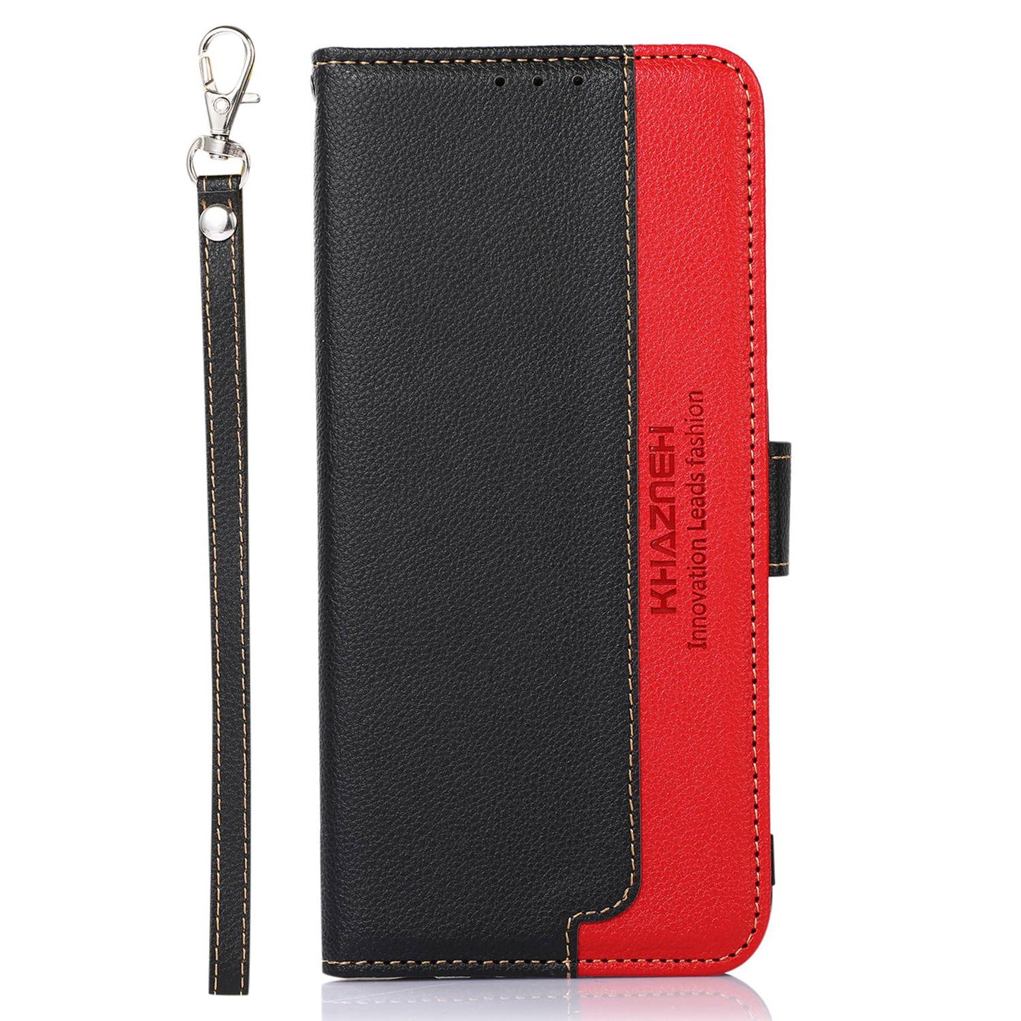 KHAZNEH For Xiaomi Redmi Note 13 5G / 13 5G (China) Cell Phone Case RFID Blocking Litchi Texture Protective Cover - Black