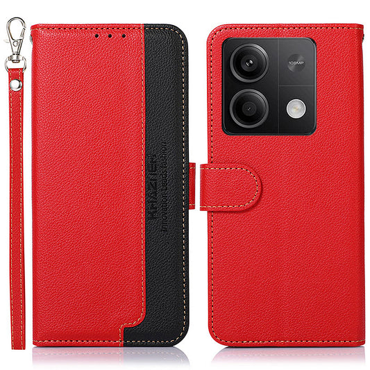 KHAZNEH For Xiaomi Redmi Note 13 5G / 13 5G (China) Cell Phone Case RFID Blocking Litchi Texture Protective Cover - Red