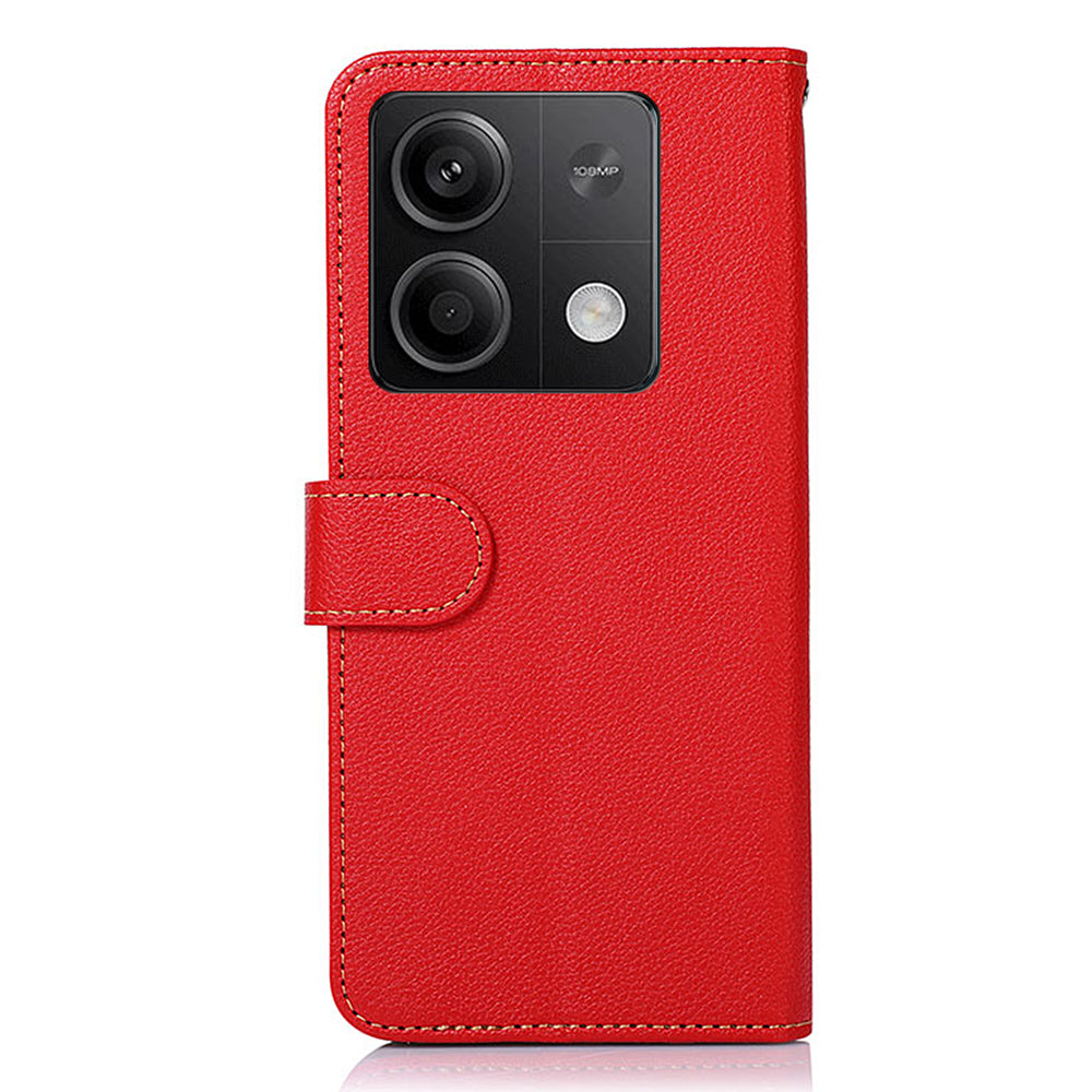 KHAZNEH For Xiaomi Redmi Note 13 5G / 13 5G (China) Cell Phone Case RFID Blocking Litchi Texture Protective Cover - Red