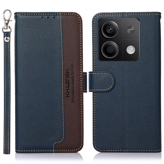 KHAZNEH For Xiaomi Redmi Note 13 5G / 13 5G (China) Cell Phone Case RFID Blocking Litchi Texture Protective Cover - Blue
