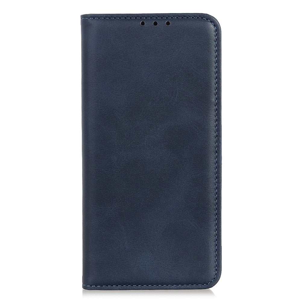 For Xiaomi Redmi Note 13 5G / 13 5G (China) Magnetic Phone Case Split Leather Cowhide Texture Wallet Cover - Blue