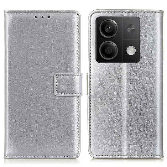 For Xiaomi Redmi Note 13 5G / 13 5G (China) Case Anti-Scratch PU Leather Drop-Proof Cell Phone Cover Wallet - Silver