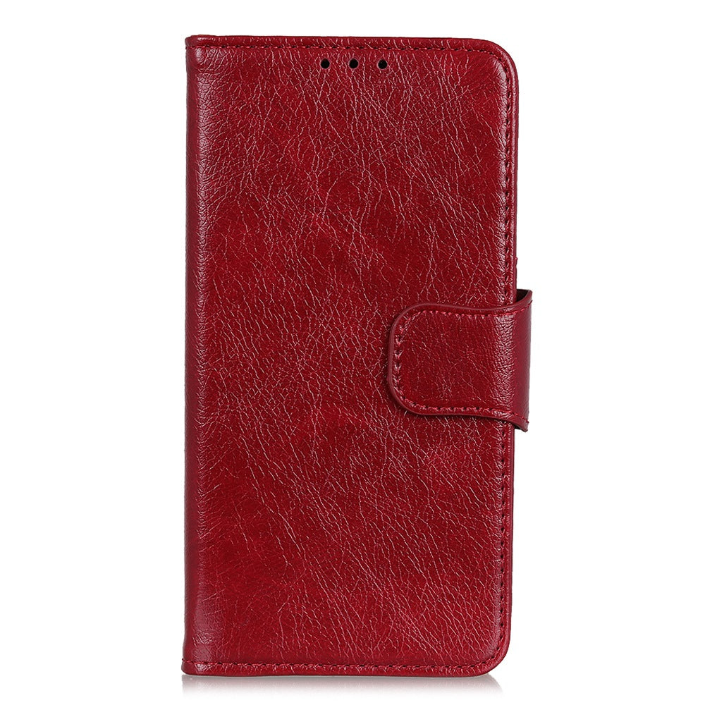 For Xiaomi Redmi Note 13 5G / 13 5G (China) Case Nappa Texture Wallet Cover Split Leather Phone Shell - Red