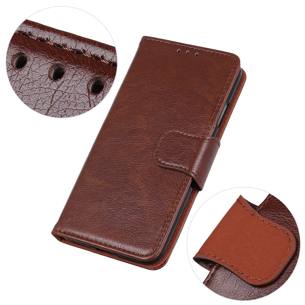 For Xiaomi Redmi Note 13 5G / 13 5G (China) Case Nappa Texture Wallet Cover Split Leather Phone Shell - Brown