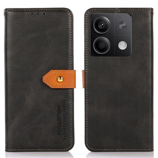 KHAZNEH For Xiaomi Redmi Note 13 5G / 13 5G (China) Phone Case PU Leather Wallet Stand Phone Cover Shell - Black