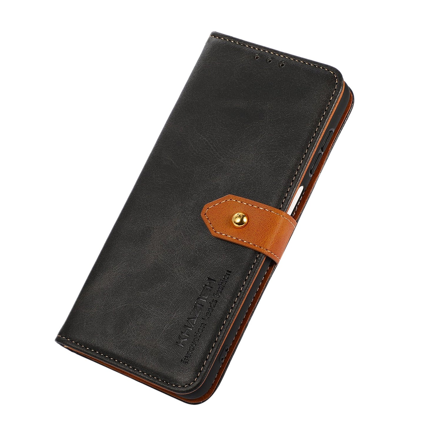 KHAZNEH For Xiaomi Redmi Note 13 5G / 13 5G (China) Phone Case PU Leather Wallet Stand Phone Cover Shell - Black