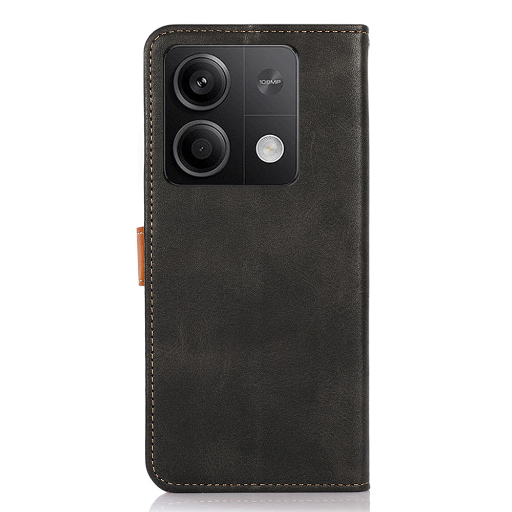 KHAZNEH For Xiaomi Redmi Note 13 5G / 13 5G (China) Phone Case PU Leather Wallet Stand Phone Cover Shell - Black