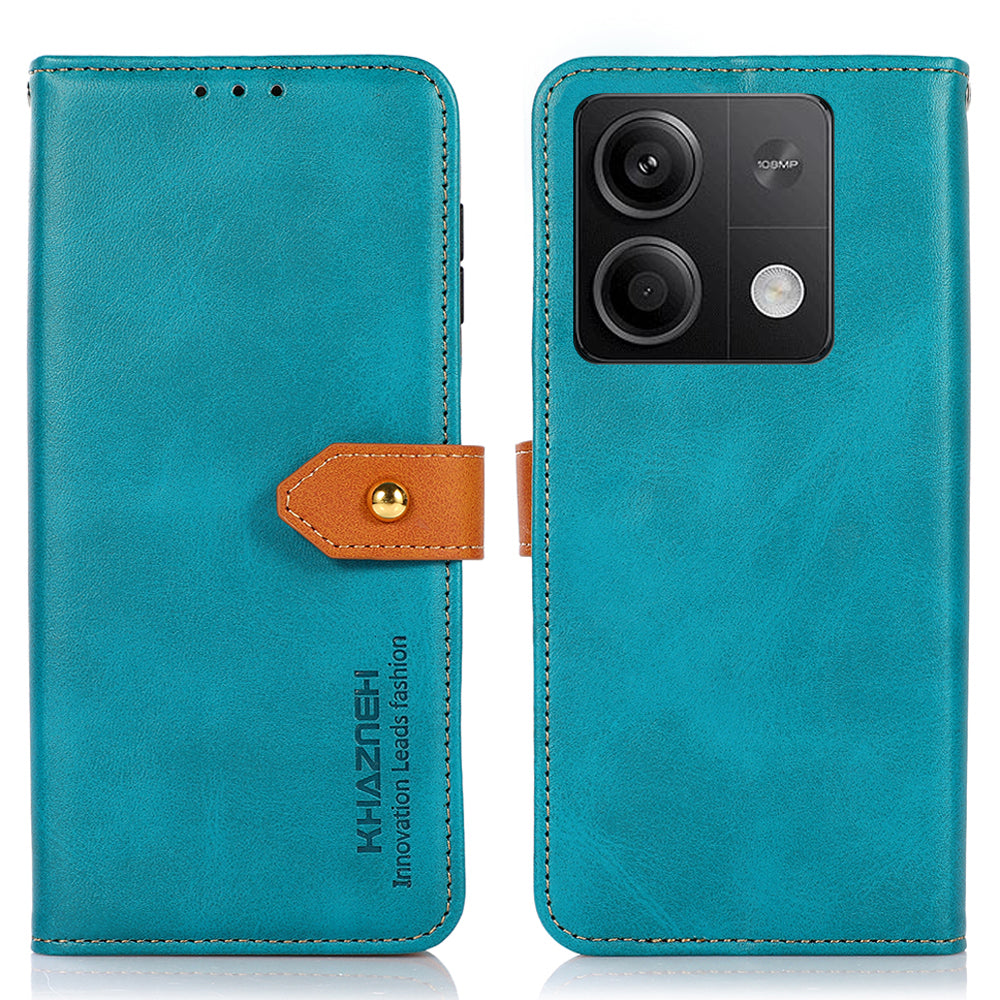 KHAZNEH For Xiaomi Redmi Note 13 5G / 13 5G (China) Phone Case PU Leather Wallet Stand Phone Cover Shell - Blue