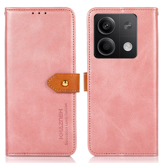 KHAZNEH For Xiaomi Redmi Note 13 5G / 13 5G (China) Phone Case PU Leather Wallet Stand Phone Cover Shell - Rose Gold