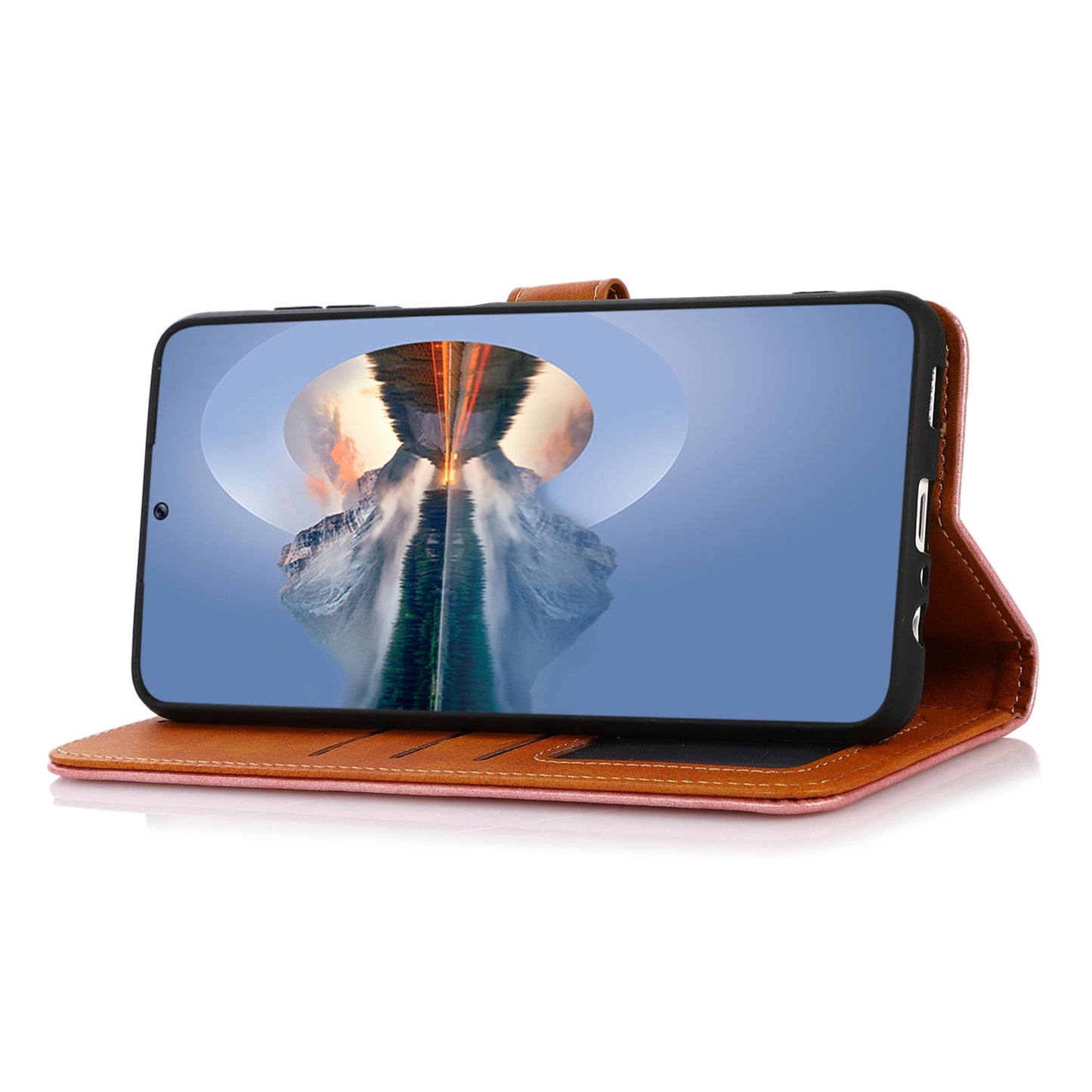 KHAZNEH For Xiaomi Redmi Note 13 5G / 13 5G (China) Phone Case PU Leather Wallet Stand Phone Cover Shell - Rose Gold