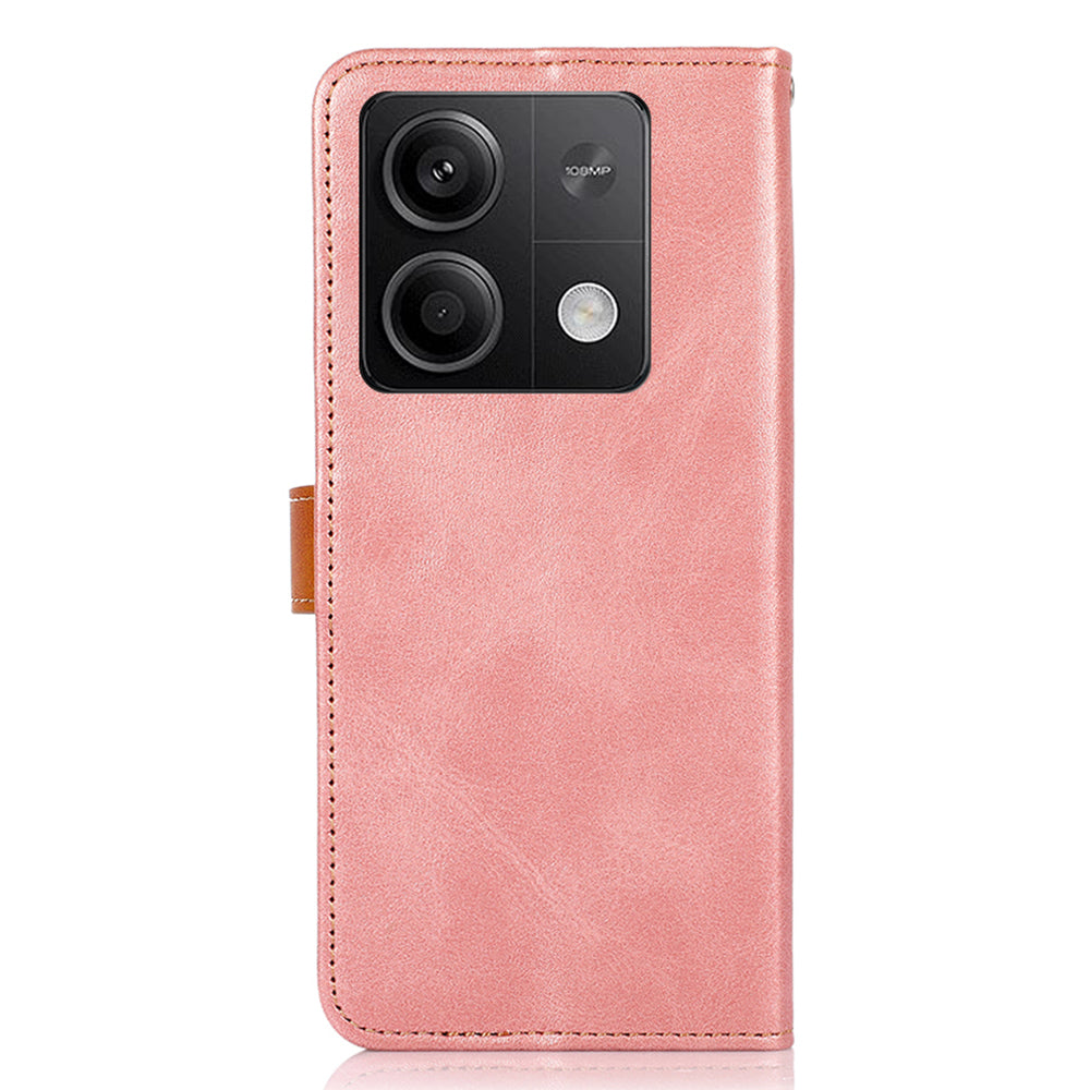 KHAZNEH For Xiaomi Redmi Note 13 5G / 13 5G (China) Phone Case PU Leather Wallet Stand Phone Cover Shell - Rose Gold
