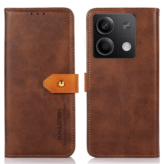 KHAZNEH For Xiaomi Redmi Note 13 5G / 13 5G (China) Phone Case PU Leather Wallet Stand Phone Cover Shell - Brown
